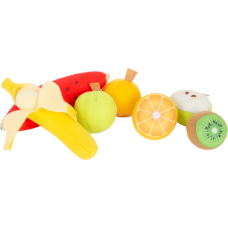 Frutas tela con caja de madera