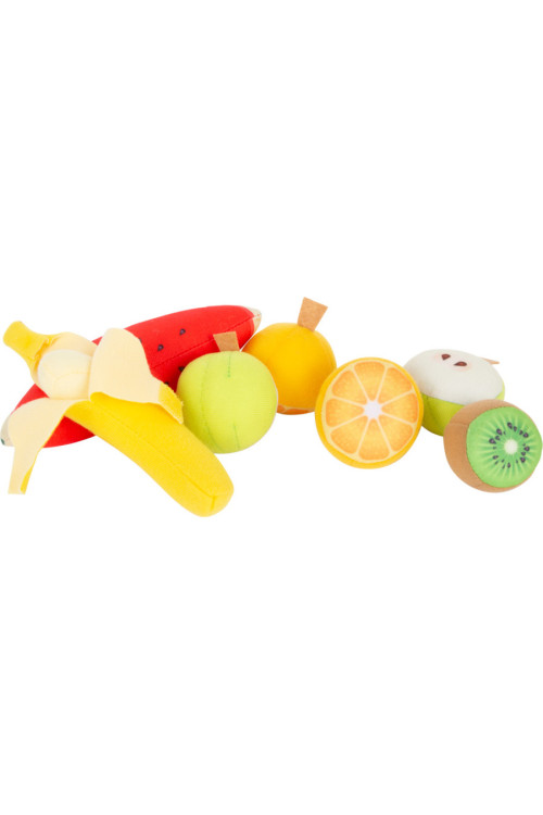 Frutas tela con caja de madera