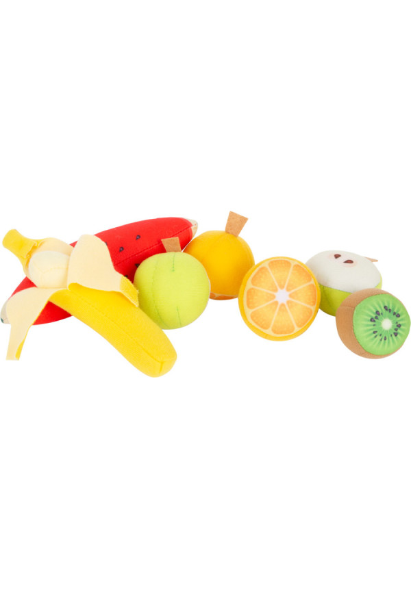 Frutas tela con caja de madera