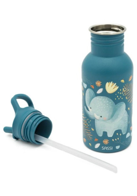 Botella Acero Elefante con pajita