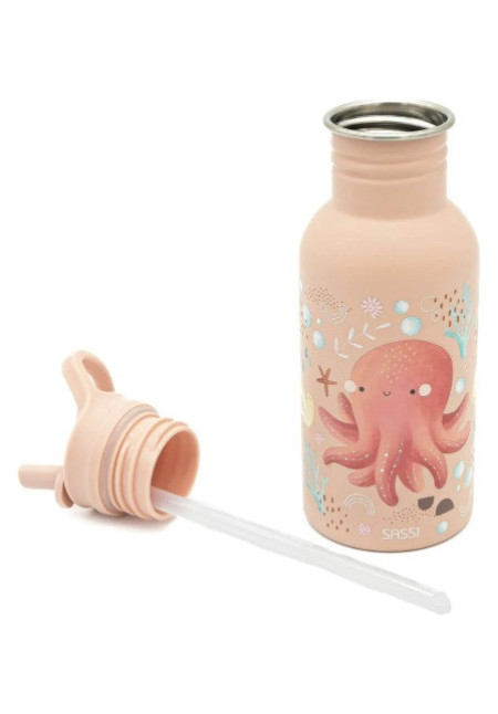 Botella Acero Pulpo con pajita