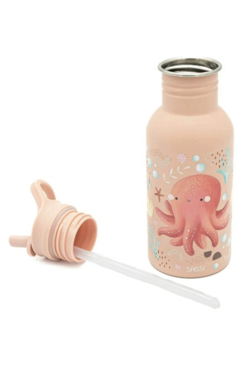 Botella Acero Pulpo con pajita