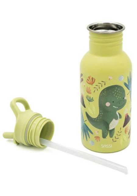 Botella Acero Dino con pajita