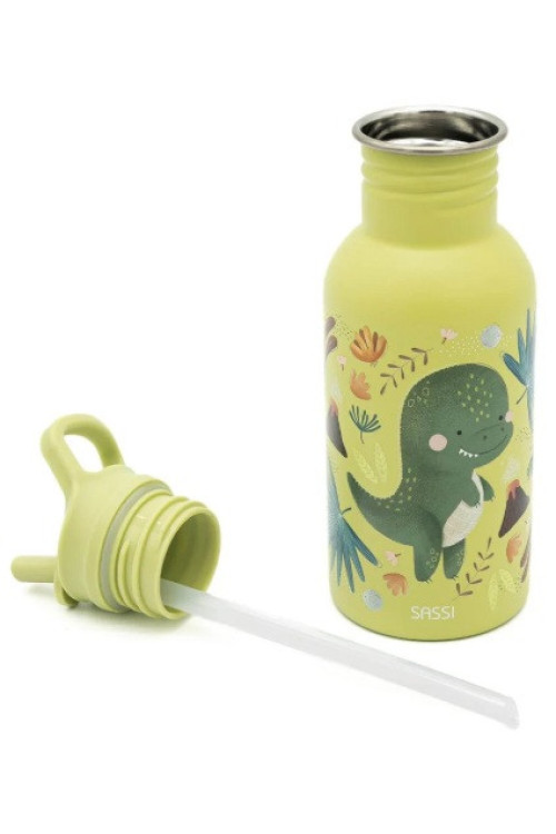 Botella Acero Dino con pajita
