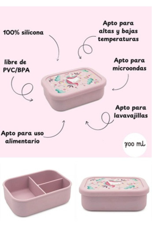 Fiambrera Silicona Unicornio Sassi