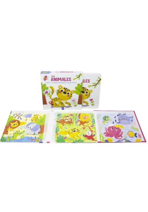 Libro y 3 Puzzles Magnéticos - Los Animales