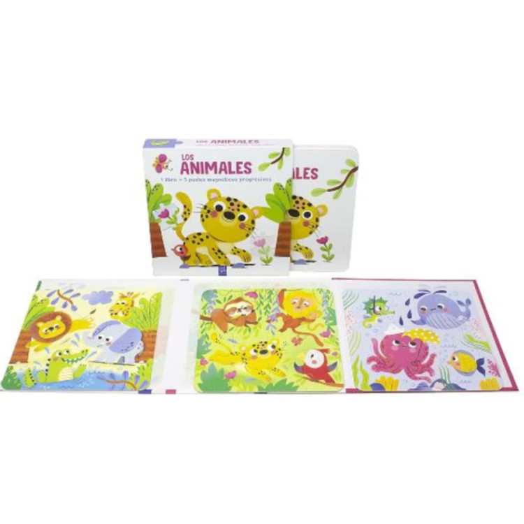 Libro y 3 Puzzles Magnéticos - Los Animales