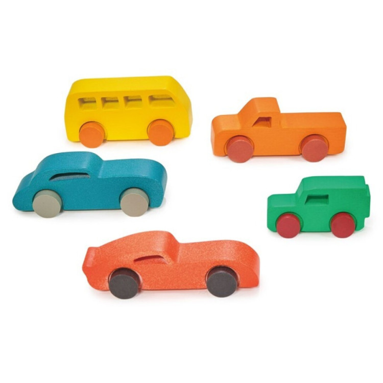 Set 5 coches madera