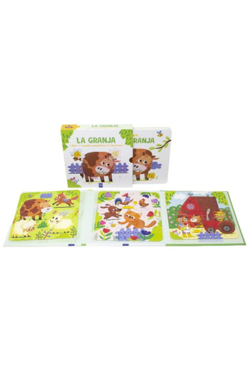 Libro y 3 Puzzles Magnéticos - La granja
