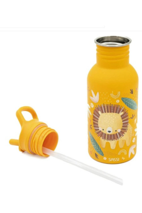 Botella Acero León con pajita