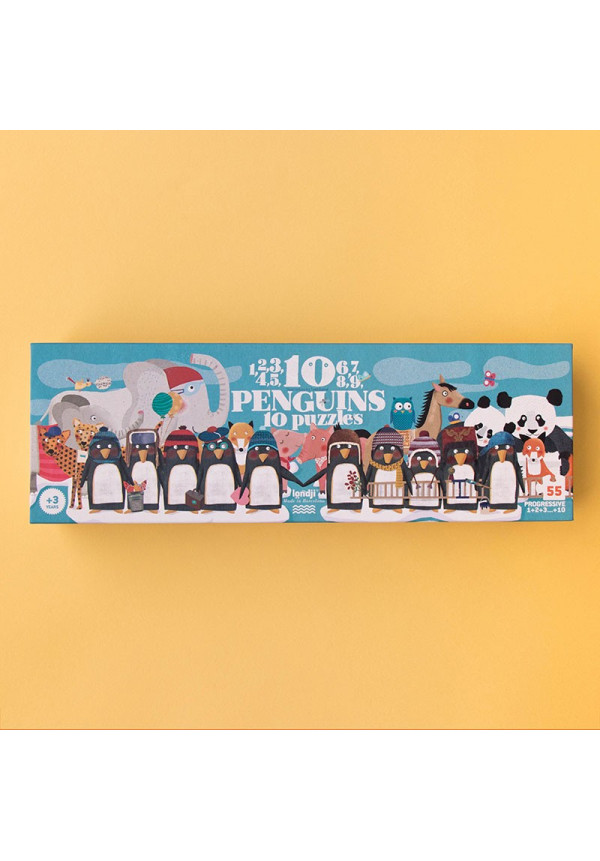 10 Pinguins - Puzzle de Conteo Progresivo