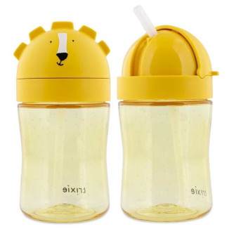 Botella 300ml Tritán Pajita Silicona León