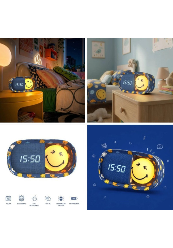 Despertador y Luz Nocturna SMILEY CLOCK - MOB