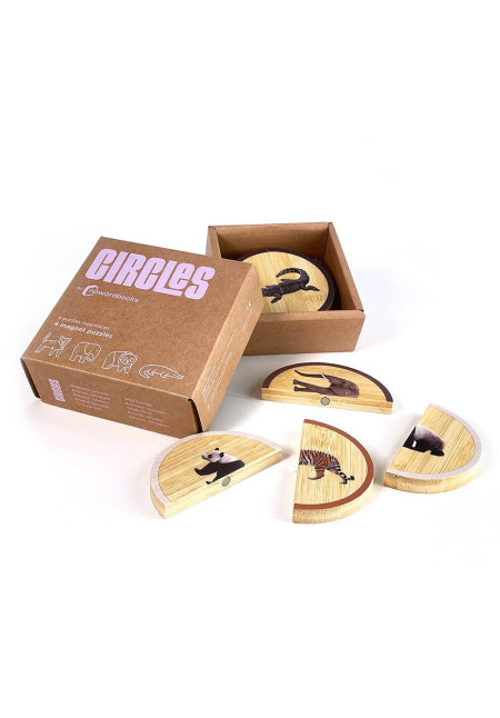 Circles set 4 puzles magnéticos 2 piezas animales salvajes Circles set 4 puzles magnéticos 2 piezas animales salvajes