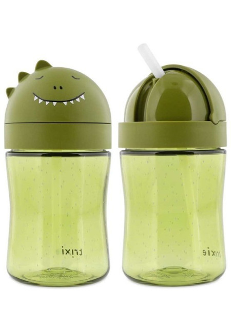 Botella 300ml Tritán Pajita Silicona Dino