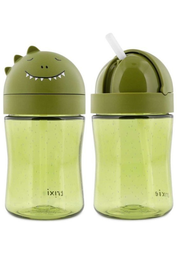 Botella 300ml Tritán Pajita Silicona Dino