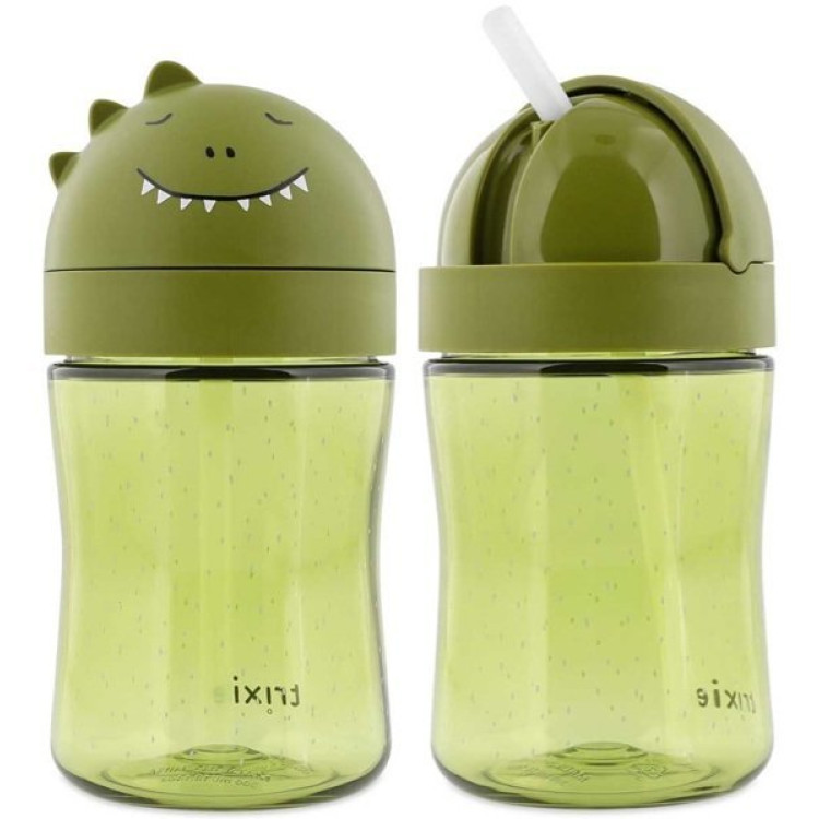 Botella 300ml Tritán Pajita Silicona Dino