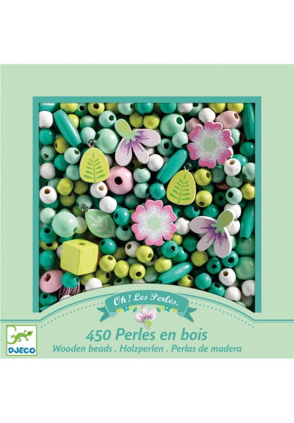 Perlas de madera hojas y flores - Djeco