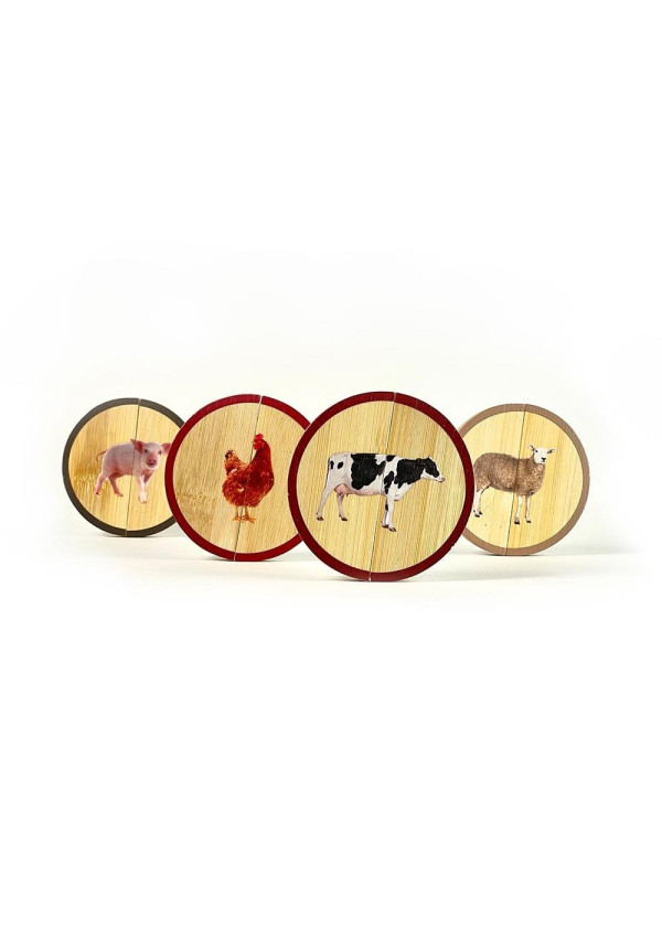 Circles set 4 puzles magnéticos 2 piezas animales de granja