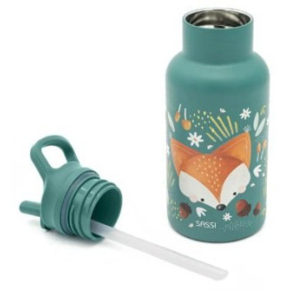 Botella Acero Zorro con Pajita