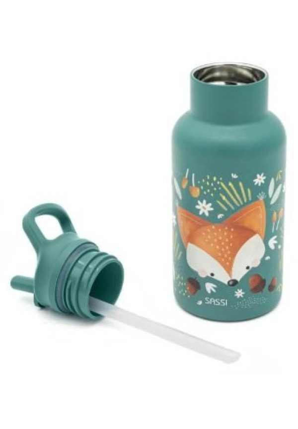 Botella Acero Zorro con Pajita