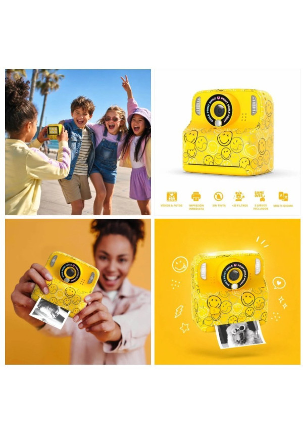 Cámara Digital Instantánea PIXIPRINT - Smiley Amarillo MOB