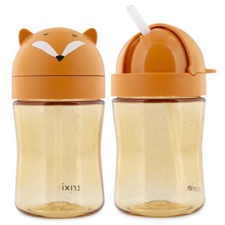 Botella 300ml Tritán Pajita Silicona Zorro