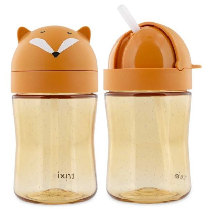 Botella 300ml Tritán Pajita Silicona Zorro