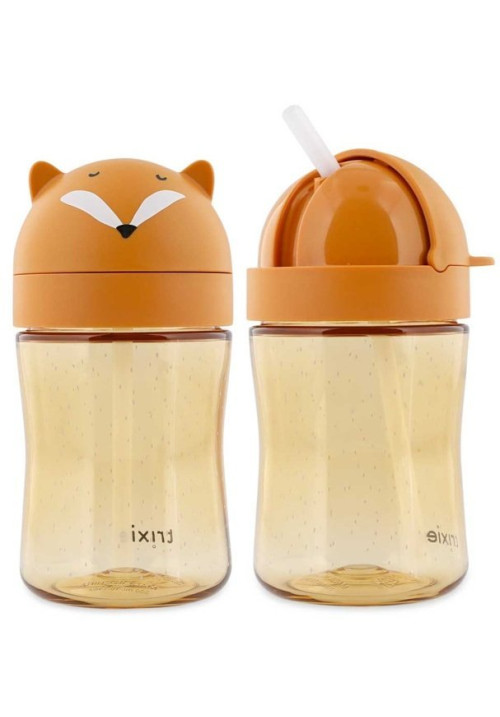 Botella 300ml Tritán Pajita Silicona Zorro