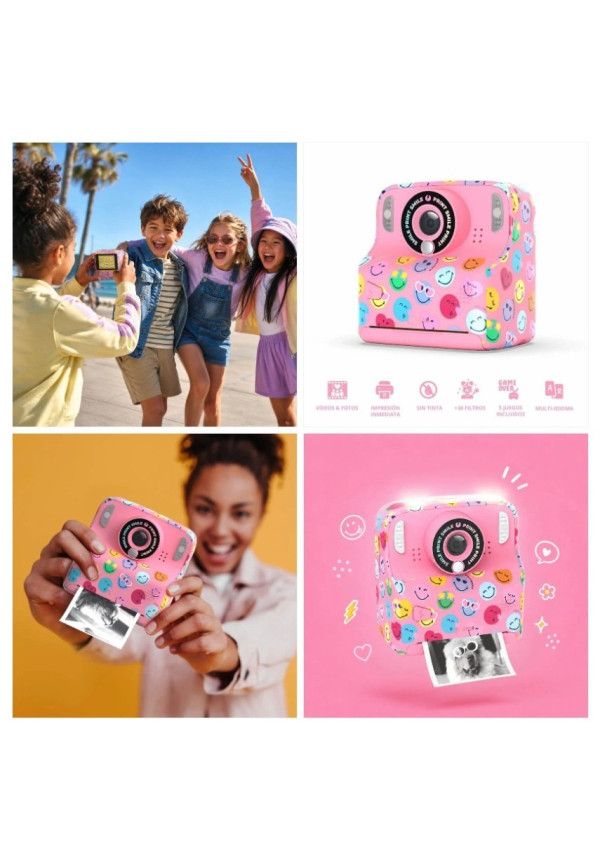 Cámara Digital Instantánea PIXIPRINT - Smiley Rosa MOB