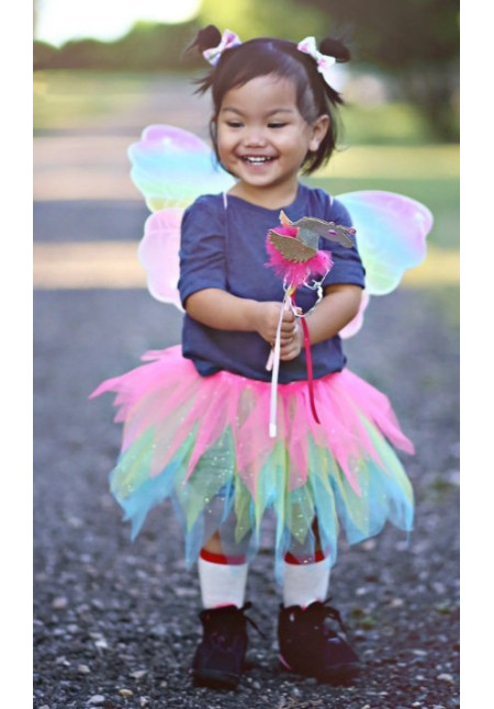 Neon Rainbow Falda, Varita y Alas 4/6 años - Great Pretenders