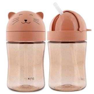 Botella 300ml Tritán Pajita Silicona Gato