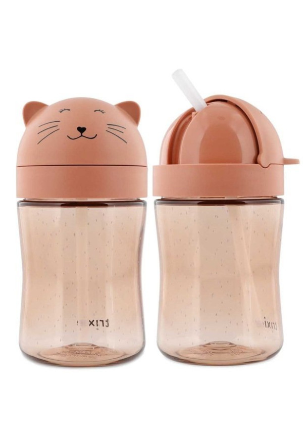 Botella 300ml Tritán Pajita Silicona Gato