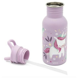 Botella Acero Unicornio con pajita