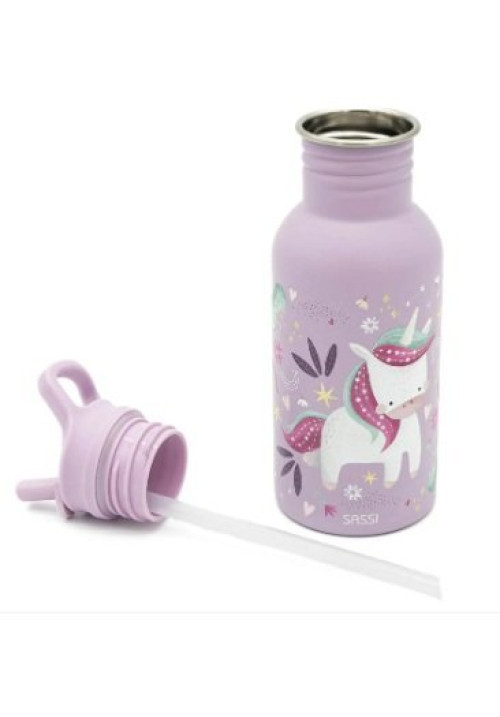 Botella Acero Unicornio con pajita