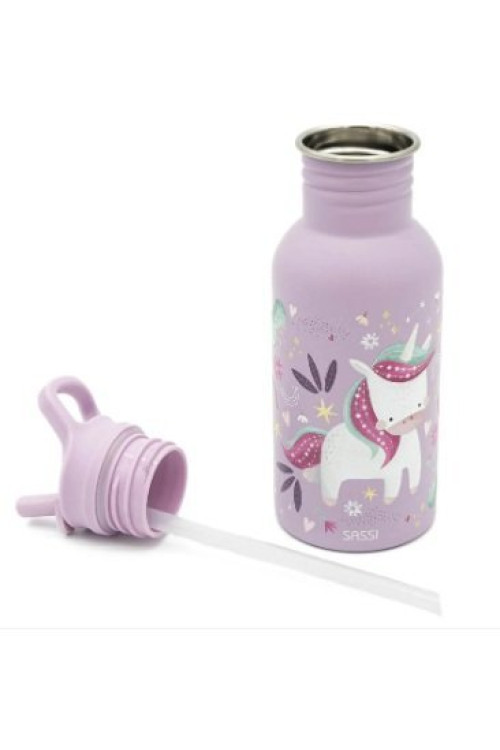 Botella Acero Unicornio con pajita