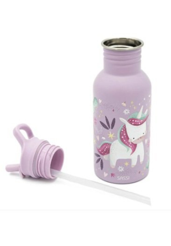 Botella Acero Unicornio con pajita