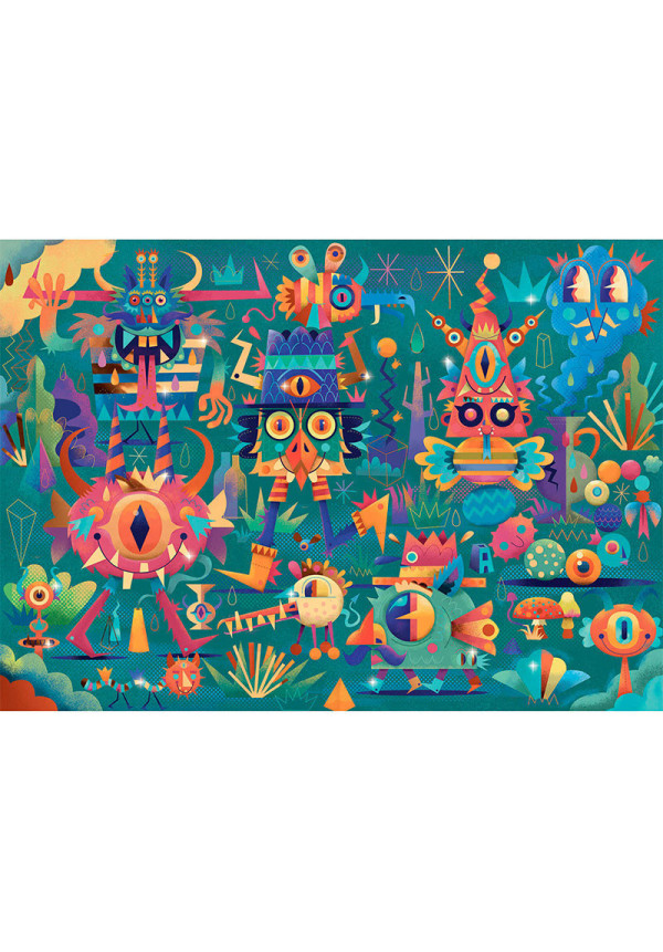 La fiesta de los monstruos - Puzzle efecto metálico